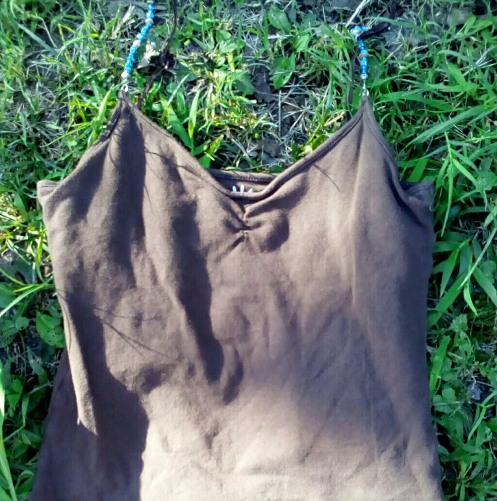 Cropped tank with beaded straps